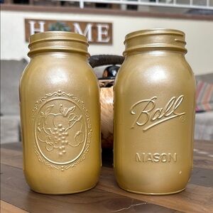 7” Talk Gold Ball Mason Jars - Hand-painted